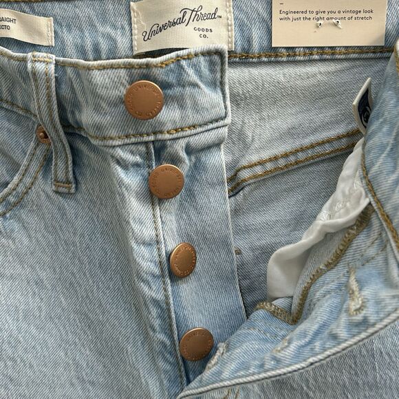 NWT Universal Thread Jeans 00L Rigid Denim High Rise Light Wash Button Fly - Picture 10 of 16